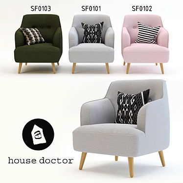 House Doctor Retro Style Armchair 3D model image 1 