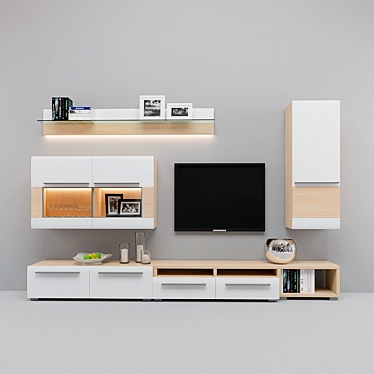 Modern Living Lumio: Elegant White Gloss Furniture Set 3D model image 1 