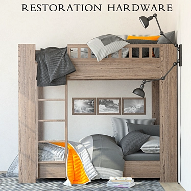 Restoration Hardware Callum Bunk Bed: Versatile and Stylish Sleep Solution 3D model image 1 