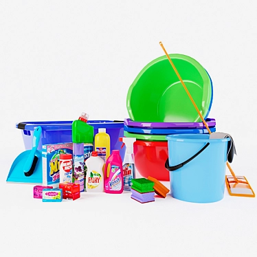 A set of household chemicals and household equipment