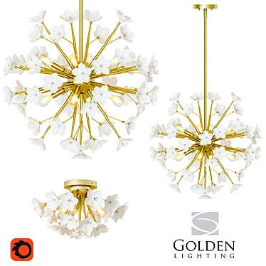 Golden Lighting Posy Chandelier 3D model image 1 