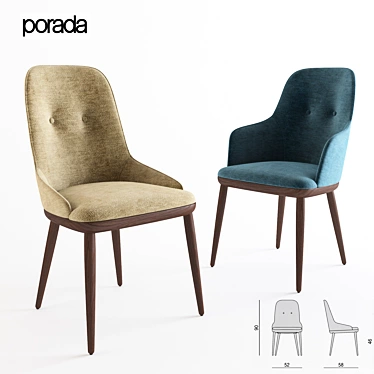 Connie Chair: Elegant Wood and Fabric Blend 3D model image 1 