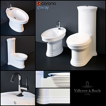 V&B (Amadea) Floor WC & Bidet 3D model image 1 