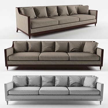 Elegant Wood & Fabric Sofa 3D model image 1 