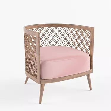 Patterned Armchair with Screen Backing 3D model image 1 