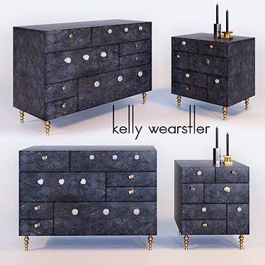 Elegant Kelly Wearstler Chest & Nightstand 3D model image 1 