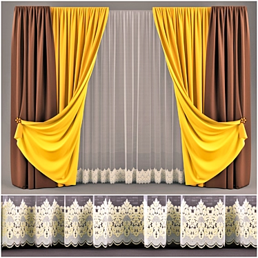 Magnetic Tieback Curtains 3D model image 1 