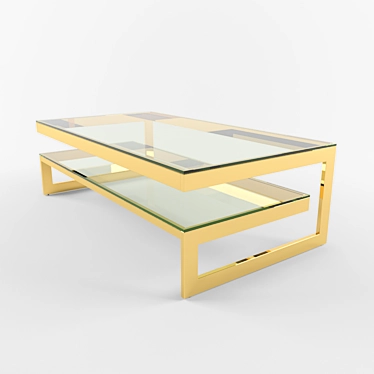 Gamma Coffee Table: Gold & Glass 3D model image 1 