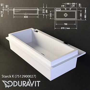 Slim Starck K Washbasin: Elegant and Functional 3D model image 1 
