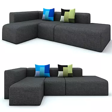 Sleek Black Modern Canvas Sofa 3D model image 1 