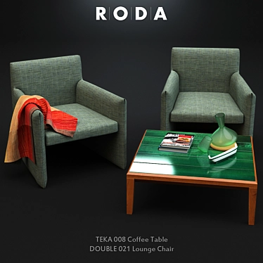 Roda Double Lounge & Teka Coffee Table 3D model image 1 