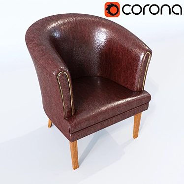 Cannella Armchair: Stylish Wood and Leather Design 3D model image 1 