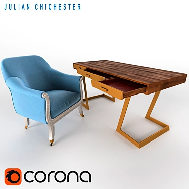 Elegant Chichester Chair & Onegin Desk Set 3D model image 1 