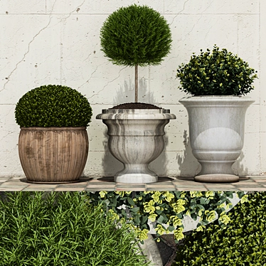 Lush Potted Bushes: Blooming Beauty! 3D model image 1 