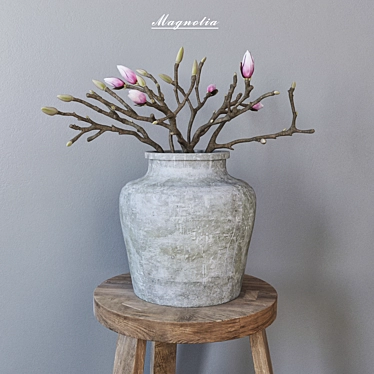 Elegant Magnolia Vase 3D model image 1 