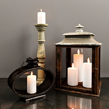 Elegant Candlestick Set 3D model image 1 