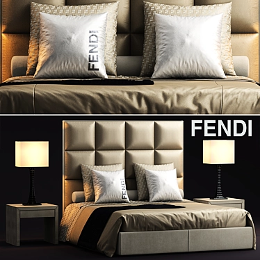 Luxury Diamante Bed by Fendi Casa 3D model image 1 