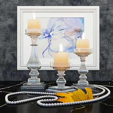 Elegant Glass Pillar Holders 3D model image 1 