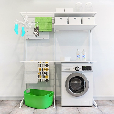 Space-Saving IKEA Storage + Washer/Dryer 3D model image 1 