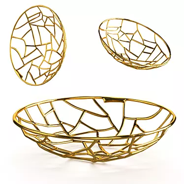 Golden Fruit Bowl 3D model image 1 
