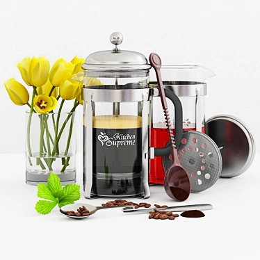 Kitchen Supreme French Press: The Ultimate Coffee & Tea Maker 3D model image 1 