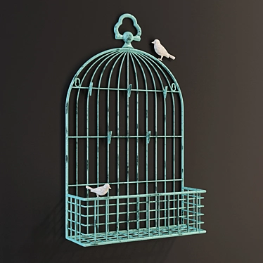 Vintage Metal Birdcage Card Holder 3D model image 1 