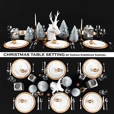 Cozy Christmas Table Setting 3D model image 1 