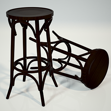 Vienna Style Bar Stool | Dark Walnut Finish 3D model image 1 