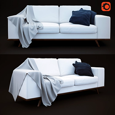 Cozy Sofa Set with Pillows & Blanket 3D model image 1 