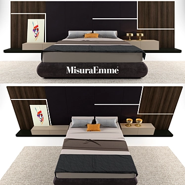 Elegant GHIROLETTO Bed by MisuraEmme 3D model image 1 