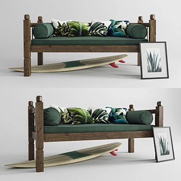 Tropical Vibes: Surfboard Sofa Set 3D model image 1 