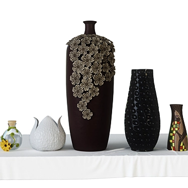 Elegant Set of Vases - Includes Tablecloth 3D model image 1 