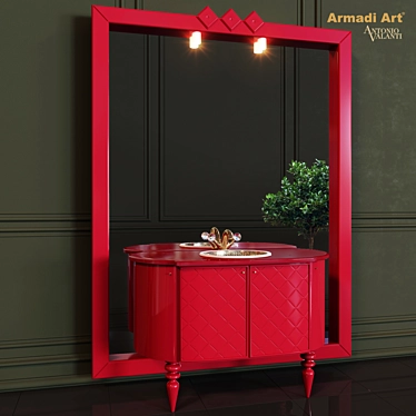 Italian Armadi Art Avantgarde Glossy Lacquer Vanity with Intricate Design 3D model image 1 