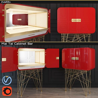 Luxury Italian Mai Tai Cabinet 3D model image 1 