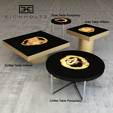 Golden Petrified Wood Side Table 3D model image 1 