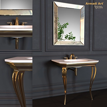 Armadi Art Avantgarde Console - Elegante Gold Finish 3D model image 1 
