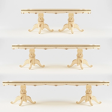 Elegant Blanc Oval Dining Table 3D model image 1 