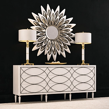 White Console w / lamps and a mirror