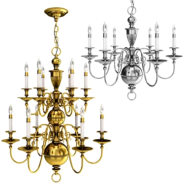 Elegant 6-Light Cambridge Chandelier 3D model image 1 