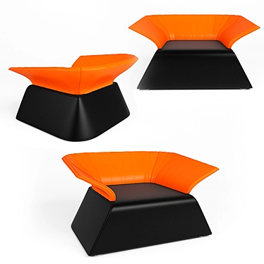 Sleek Black & Orange Armchair 3D model image 1 