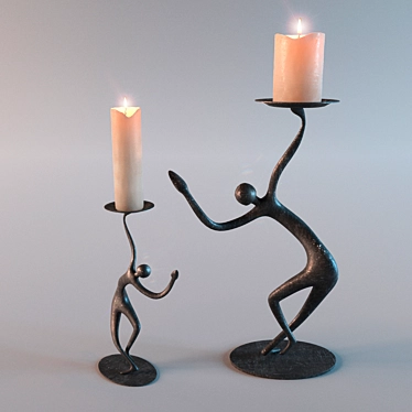 Metal African Candlestick 3D model image 1 