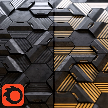 Hexagonal wall panels made of wood and concrete