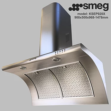 Sleek Stainless Steel Wall Hood: SMEG KSEP920X 3D model image 1 