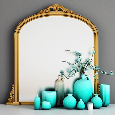 Elegant Floral Overmantle Mirror 3D model image 1 