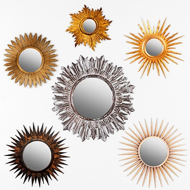 Radiant Reflections: Sunburst Mirror Set 3D model image 1 