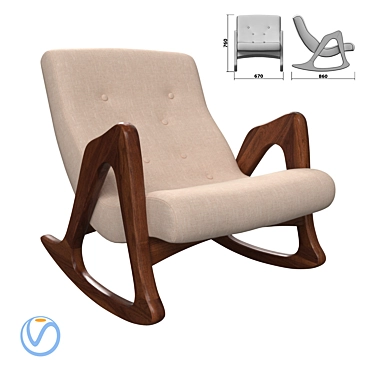 Vintage Adrian Pearsall Rocker 3D model image 1 