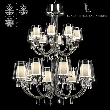 Sophisticated Le Notre Chandelier: Elegant 16 Light Fixture 3D model image 1 