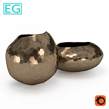 EG Edge metal vase - Elegant Decor for Any Space 3D model image 1 