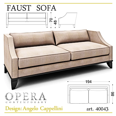 Sleek Modern Faust Sofa: Art.40043 3D model image 1 