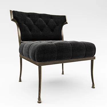 Luxury Hollywood Grey Velvet Chair 3D model image 1 